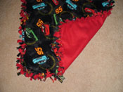 cars tied fleece blanket